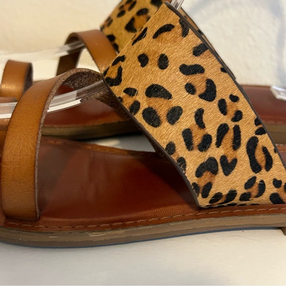 MIA leopard print genuine leather pony hair sandals size 6 spring summer beach - Picture 2 of 8